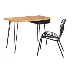 43 in. Natural and Black 1-Drawer Solid Wood Writing Desk by COAST TO COAST -Twin Star Home Sales Store natural acacia black powder coat finish coast to coast writing desks 53413 1f 1000