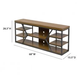 68 in. Natural Oak TV Stand with 6-Shelves Fits TV's up to 80 in. with Cable Management by Twin Star Home -Twin Star Home Sales Store natural walnut twin star home tv stands tc68 6931 pw72 4f 1000
