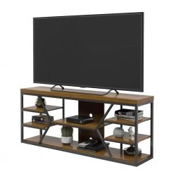 68 in. Natural Oak TV Stand with 6-Shelves Fits TV's up to 80 in. with Cable Management by Twin Star Home -Twin Star Home Sales Store natural walnut twin star home tv stands tc68 6931 pw72 c3 1000