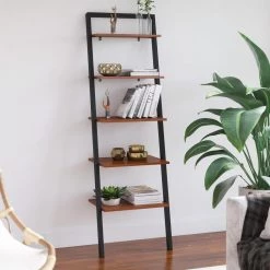 70 in. North Brown Wood 5-Shelf Leaning Bookcase Open Back by Twin Star Home 20 70 in. North Brown Wood 5-Shelf Leaning Bookcase Open Back by Twin Star Home -Twin Star Home Sales Store north brown twin star home bookcases bookshelves bk640 m393 44 1000