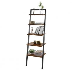 70 in. North Brown Wood 5-Shelf Leaning Bookcase Open Back by Twin Star Home 22 70 in. North Brown Wood 5-Shelf Leaning Bookcase Open Back by Twin Star Home -Twin Star Home Sales Store north brown twin star home bookcases bookshelves bk640 m393 76 1000