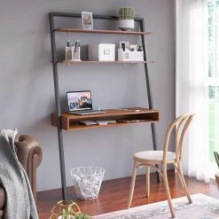 44 in. North Brown Leaning Desk by Twin Star Home -Twin Star Home Sales Store north brown twin star home ladder desks odp640 m393 31 1000