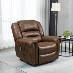 Nut Brown Faux Leather Power Electric Lift Massage Heating Recliner with Nailhead Trim by KINWELL 15 Nut Brown Faux Leather Power Electric Lift Massage Heating Recliner with Nailhead Trim by KINWELL -Twin Star Home Sales Store nut brown kinwell recliners xq54751935 31 1000