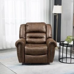 Nut Brown Faux Leather Power Electric Lift Massage Heating Recliner with Nailhead Trim by KINWELL 13 Nut Brown Faux Leather Power Electric Lift Massage Heating Recliner with Nailhead Trim by KINWELL -Twin Star Home Sales Store nut brown kinwell recliners xq54751935 4f 1000
