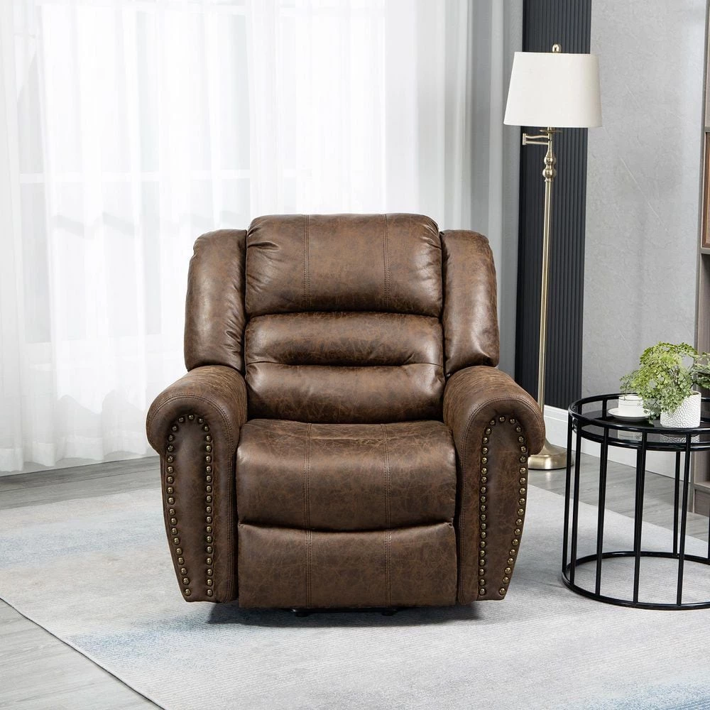 Nut Brown Faux Leather Power Electric Lift Massage Heating Recliner with Nailhead Trim by KINWELL 6 Nut Brown Faux Leather Power Electric Lift Massage Heating Recliner with Nailhead Trim by KINWELL - Image 6
