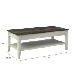 47.38 in. Old Wood White Rectangle MDF Coffee Table with Shelf by Twin Star Home -Twin Star Home Sales Store old wood white twin star home coffee tables ct6127 tpg03 1f 1000