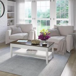 47.38 in. Old Wood White Rectangle MDF Coffee Table with Shelf by Twin Star Home -Twin Star Home Sales Store old wood white twin star home coffee tables ct6127 tpg03 31 1000