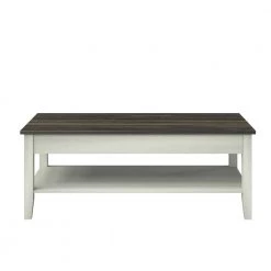 47.38 in. Old Wood White Rectangle MDF Coffee Table with Shelf by Twin Star Home