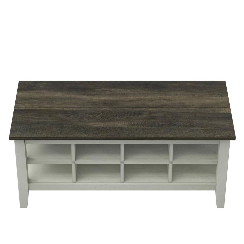 Old Wood White Storage Bench with Removable Dividers 17.88 in. x 40 in. x15.5 in. by Twin Star Home 8 Old Wood White Storage Bench with Removable Dividers 17.88 in. x 40 in. x15.5 in. by Twin Star Home - Image 8