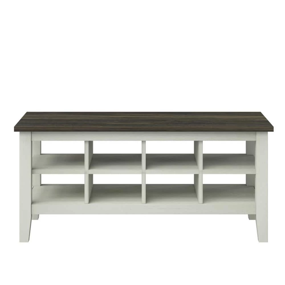 Old Wood White Storage Bench with Removable Dividers 17.88 in. x 40 in. x15.5 in. by Twin Star Home 1 Old Wood White Storage Bench with Removable Dividers 17.88 in. x 40 in. x15.5 in. by Twin Star Home