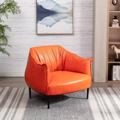Orange Barrel Chair by KINWELL 14 Orange Barrel Chair by KINWELL -Twin Star Home Sales Store orange kinwell accent chairs mla000707 orange 4f 1000