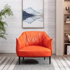 Orange Barrel Chair by KINWELL 13 Orange Barrel Chair by KINWELL -Twin Star Home Sales Store orange kinwell accent chairs mla000707 orange c3 1000