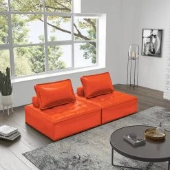 41.7 in. W Armless Faux Leather Modern Straight Modular Cube 1 Seater Sofa in Orange by KINWELL 11 41.7 in. W Armless Faux Leather Modern Straight Modular Cube 1 Seater Sofa in Orange by KINWELL -Twin Star Home Sales Store orange pu leather 1 piece kinwell sofas couches mla000710 orange 31 1000