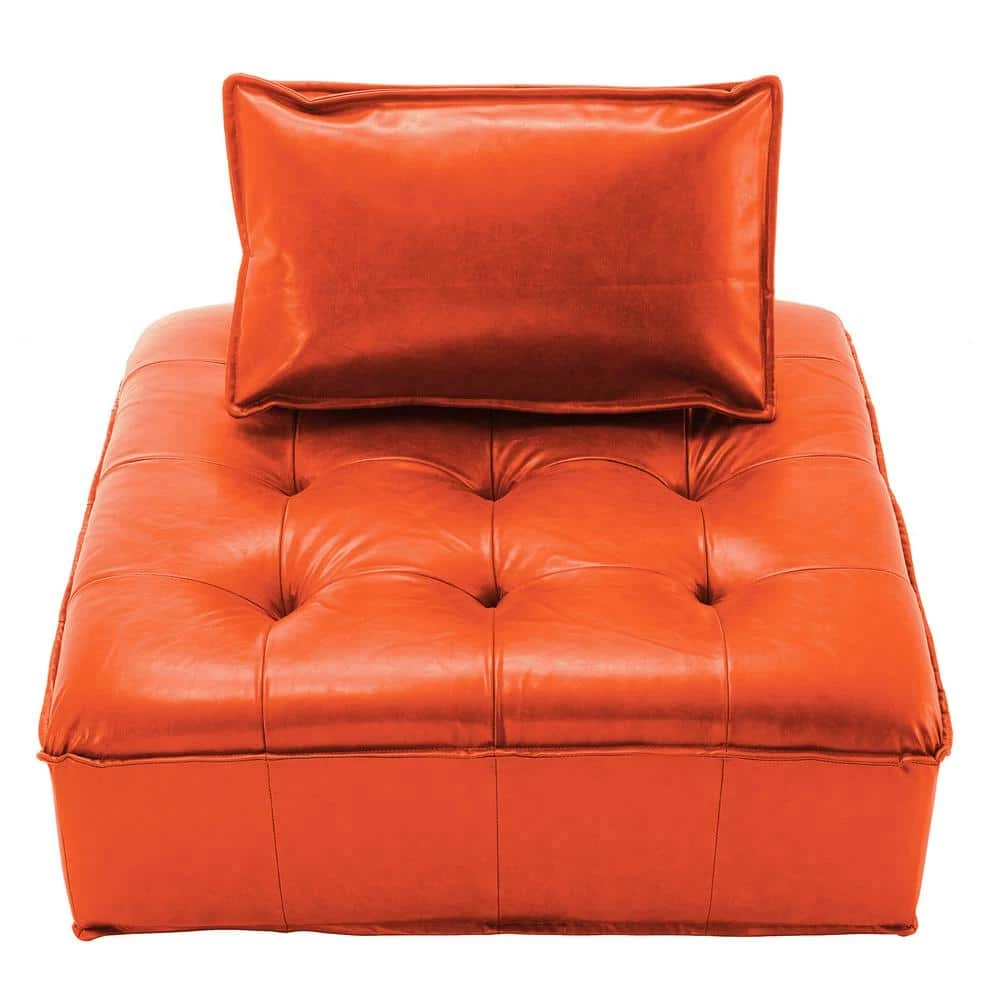 41.7 in. W Armless Faux Leather Modern Straight Modular Cube 1 Seater Sofa in Orange by KINWELL 5 41.7 in. W Armless Faux Leather Modern Straight Modular Cube 1 Seater Sofa in Orange by KINWELL - Image 5