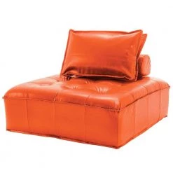 41.7 in. W Armless Faux Leather Modern Straight Modular Cube 1 Seater Sofa in Orange by KINWELL