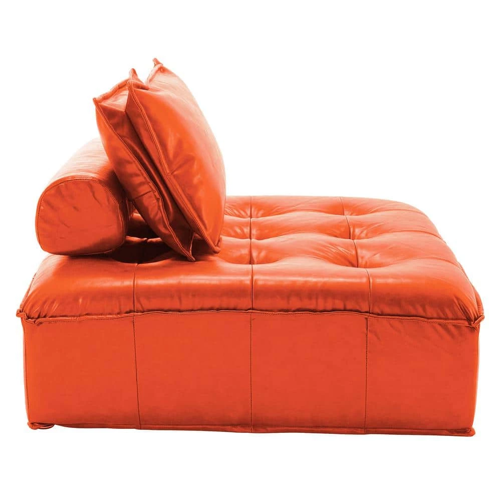 41.7 in. W Armless Faux Leather Modern Straight Modular Cube 1 Seater Sofa in Orange by KINWELL 3 41.7 in. W Armless Faux Leather Modern Straight Modular Cube 1 Seater Sofa in Orange by KINWELL - Image 3