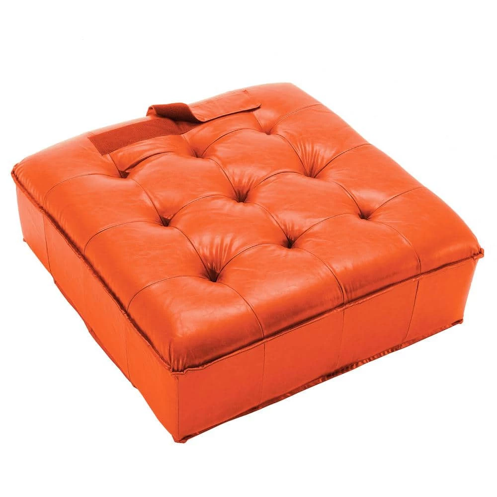 41.7 in. W Armless Faux Leather Modern Straight Modular Cube 1 Seater Sofa in Orange by KINWELL 4 41.7 in. W Armless Faux Leather Modern Straight Modular Cube 1 Seater Sofa in Orange by KINWELL - Image 4