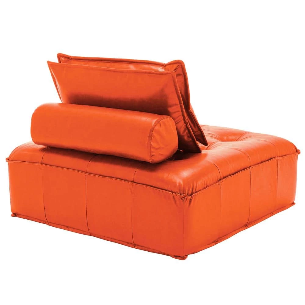 41.7 in. W Armless Faux Leather Modern Straight Modular Cube 1 Seater Sofa in Orange by KINWELL 2 41.7 in. W Armless Faux Leather Modern Straight Modular Cube 1 Seater Sofa in Orange by KINWELL - Image 2