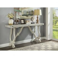 Orchard Park 64 in. White Standard Rectangle Wood Console Table with Lift Top by COAST TO COAST -Twin Star Home Sales Store orchard white rub coast to coast console tables 22523 31 1000