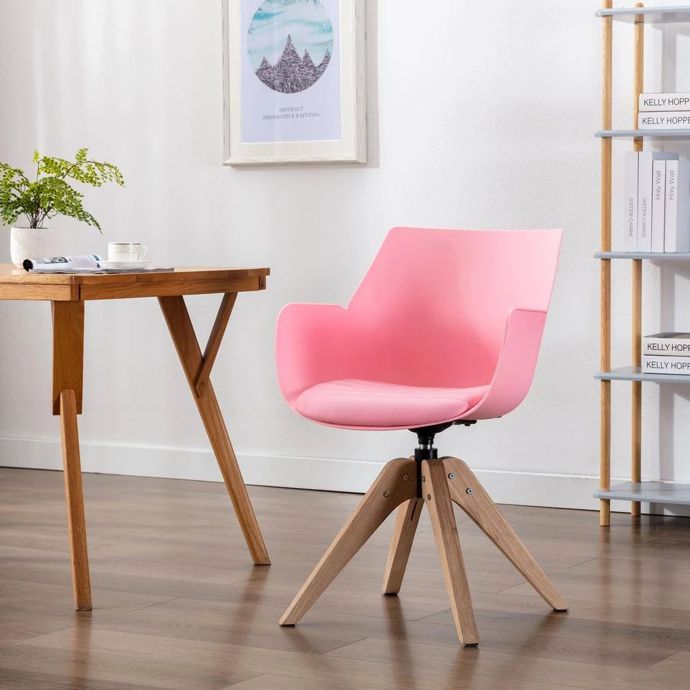 Pink Oak Wood Arm Chair Swivel Elegant Dining Chair by KINWELL 10 Pink Oak Wood Arm Chair Swivel Elegant Dining Chair by KINWELL - Image 10