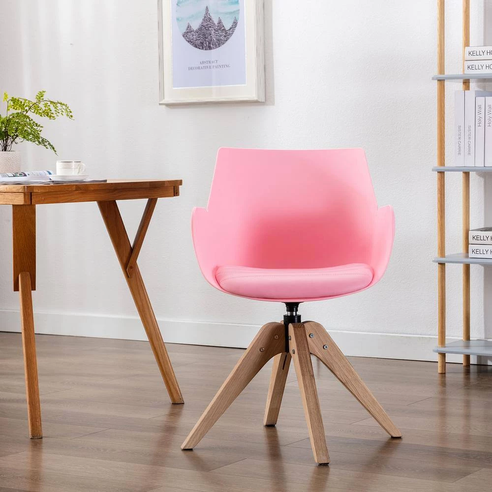 Pink Oak Wood Arm Chair Swivel Elegant Dining Chair by KINWELL 5 Pink Oak Wood Arm Chair Swivel Elegant Dining Chair by KINWELL - Image 5