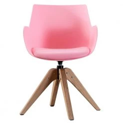 Pink Oak Wood Arm Chair Swivel Elegant Dining Chair by KINWELL