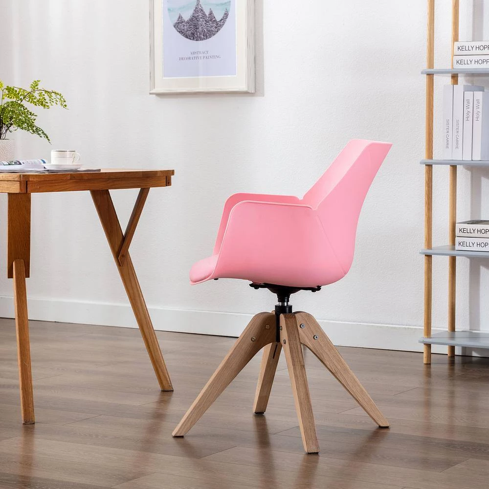 Pink Oak Wood Arm Chair Swivel Elegant Dining Chair by KINWELL 2 Pink Oak Wood Arm Chair Swivel Elegant Dining Chair by KINWELL - Image 2