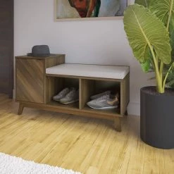 Brown Plainview Walnut Entryway Bench with Storage Cabinet 21.88 in. H x 40 in. W x 15.5 in. D by Twin Star Home 13 Brown Plainview Walnut Entryway Bench with Storage Cabinet 21.88 in. H x 40 in. W x 15.5 in. D by Twin Star Home -Twin Star Home Sales Store plainview walnut twin star home dining benches sb6860 pw31 31 1000