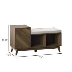 Brown Plainview Walnut Entryway Bench with Storage Cabinet 21.88 in. H x 40 in. W x 15.5 in. D by Twin Star Home 11 Brown Plainview Walnut Entryway Bench with Storage Cabinet 21.88 in. H x 40 in. W x 15.5 in. D by Twin Star Home -Twin Star Home Sales Store plainview walnut twin star home dining benches sb6860 pw31 4f 1000