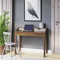 40 in. Rectangular Plainview Walnut Wood 1-Shelf Writing Desk with USB Charging Ports by Twin Star Home -Twin Star Home Sales Store plainview walnut twin star home writing desks odp706 tpw31 31 1000