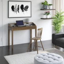 40 in. Rectangular Plainview Walnut Wood 1-Shelf Writing Desk with USB Charging Ports by Twin Star Home -Twin Star Home Sales Store plainview walnut twin star home writing desks odp706 tpw31 44 1000