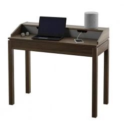 40 in. Rectangular Plainview Walnut Wood 1-Shelf Writing Desk with USB Charging Ports by Twin Star Home -Twin Star Home Sales Store plainview walnut twin star home writing desks odp706 tpw31 76 1000