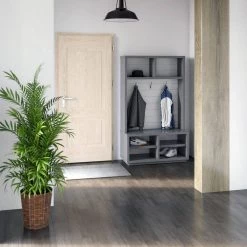 Pure Gray and White Hall Trees with 3-Hooks by Twin Star Home -Twin Star Home Sales Store pure gray and white twin star home hall trees sb6922 tpp01 31 1000