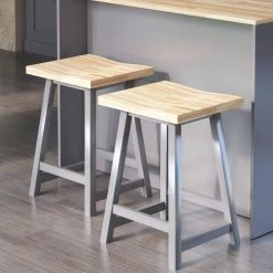 24 in. Pure Gray Backless Wood Counter Height Bar Stools (Set of 2) by Twin Star Home -Twin Star Home Sales Store pure gray twin star home bar stools bs10890 tf972 31 1000