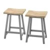 24 in. Pure Gray Backless Wood Counter Height Bar Stools (Set of 2) by Twin Star Home