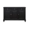 Raven 3-Door Three Drawer Buffet/Storage Credenza in Black Rub by COAST TO COAST