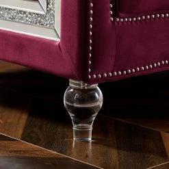 89 in. W Modern Chesterfield Tufted Square Arm Upholstered Velvet Fabric 3 Seater Nailhead Trim Straight Sofa in Red by KINWELL 14 89 in. W Modern Chesterfield Tufted Square Arm Upholstered Velvet Fabric 3 Seater Nailhead Trim Straight Sofa in Red by KINWELL -Twin Star Home Sales Store red kinwell sofas couches hx8109 03rd 4f 1000