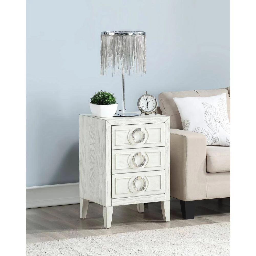 Reeds White 3-Drawer Chairside Chest by COAST TO COAST 6 Reeds White 3-Drawer Chairside Chest by COAST TO COAST - Image 6