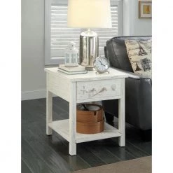 Sanibel White Rub 1-Drawer End Table by COAST TO COAST 11 Sanibel White Rub 1-Drawer End Table by COAST TO COAST -Twin Star Home Sales Store sanibel white rub coast to coast end side tables 91740 31 1000