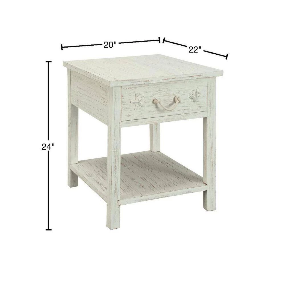 Sanibel White Rub 1-Drawer End Table by COAST TO COAST 3 Sanibel White Rub 1-Drawer End Table by COAST TO COAST - Image 3