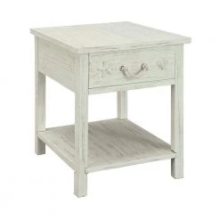 Sanibel White Rub 1-Drawer End Table by COAST TO COAST