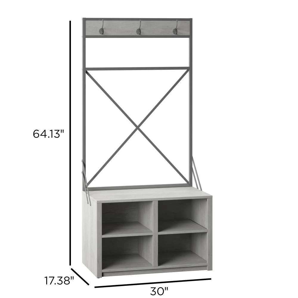 Sargent Oak Hall Trees with 4-Cubbies by Twin Star Home 4 Sargent Oak Hall Trees with 4-Cubbies by Twin Star Home - Image 4