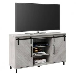 54 in. Sargent Oak TV Stand fits TV's up to 60 in. with Barn Doors by Twin Star Home -Twin Star Home Sales Store sargent oak twin star home tv stands tc5410738 po101 66 1000