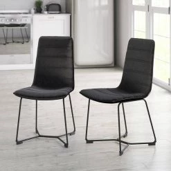 Shadow Black Vegan Faux Leather Side Chairs (Set of 2) by Twin Star Home 21 Shadow Black Vegan Faux Leather Side Chairs (Set of 2) by Twin Star Home -Twin Star Home Sales Store shadow black twin star home dining chairs 2dsc002 d915 31 1000
