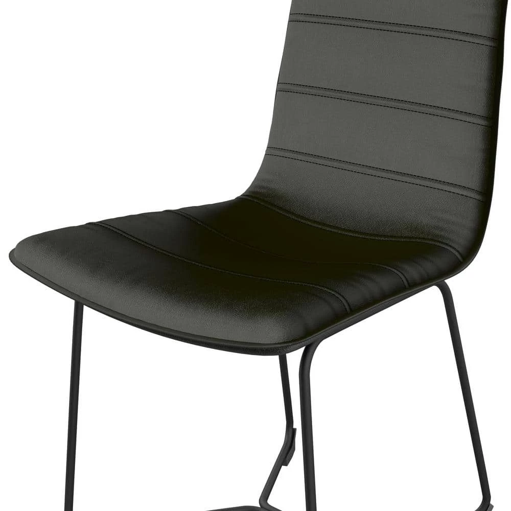 Shadow Black Vegan Faux Leather Side Chairs (Set of 2) by Twin Star Home 5 Shadow Black Vegan Faux Leather Side Chairs (Set of 2) by Twin Star Home - Image 5