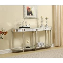 Razzle 71 in. Silver/Clear Standard Other Mirror Console Table by COAST TO COAST -Twin Star Home Sales Store silver coast to coast console tables 96622 c3 1000