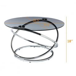 24 in. and 31 in. Silver Modern Round Glass Coffee Table and Side Table set with 3-Pieces by KINWELL -Twin Star Home Sales Store silver kinwell coffee tables bsc078 68 44 1000