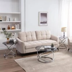 24 in. and 31 in. Silver Modern Round Glass Coffee Table and Side Table set with 3-Pieces by KINWELL