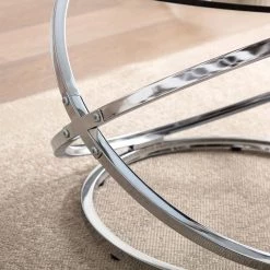 24 in. and 31 in. Silver Modern Round Glass Coffee Table and Side Table set with 3-Pieces by KINWELL -Twin Star Home Sales Store silver kinwell coffee tables bsc078 68 66 1000