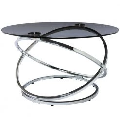 31.5 in. Silver Round Glass Coffee Table by KINWELL -Twin Star Home Sales Store silver kinwell coffee tables bsc078 8 4f 1000